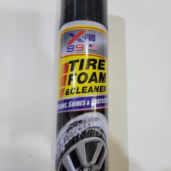 منظف وملمع الإطارات X-PRO 99 منتج رغوي مصمم لتنظيف وتلميع إطارات السيارات في خطوة واحدة، وحمايتها من العوامل الجوية وأشعة الشمس فوق البنفسجية.