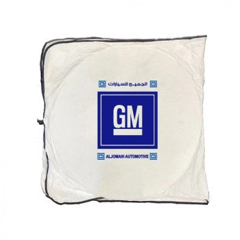 واقي شمس أمامي دائري للسيارة يحمل شعار جنرال موتورز (GM) وشعار "الجميح للسيارات